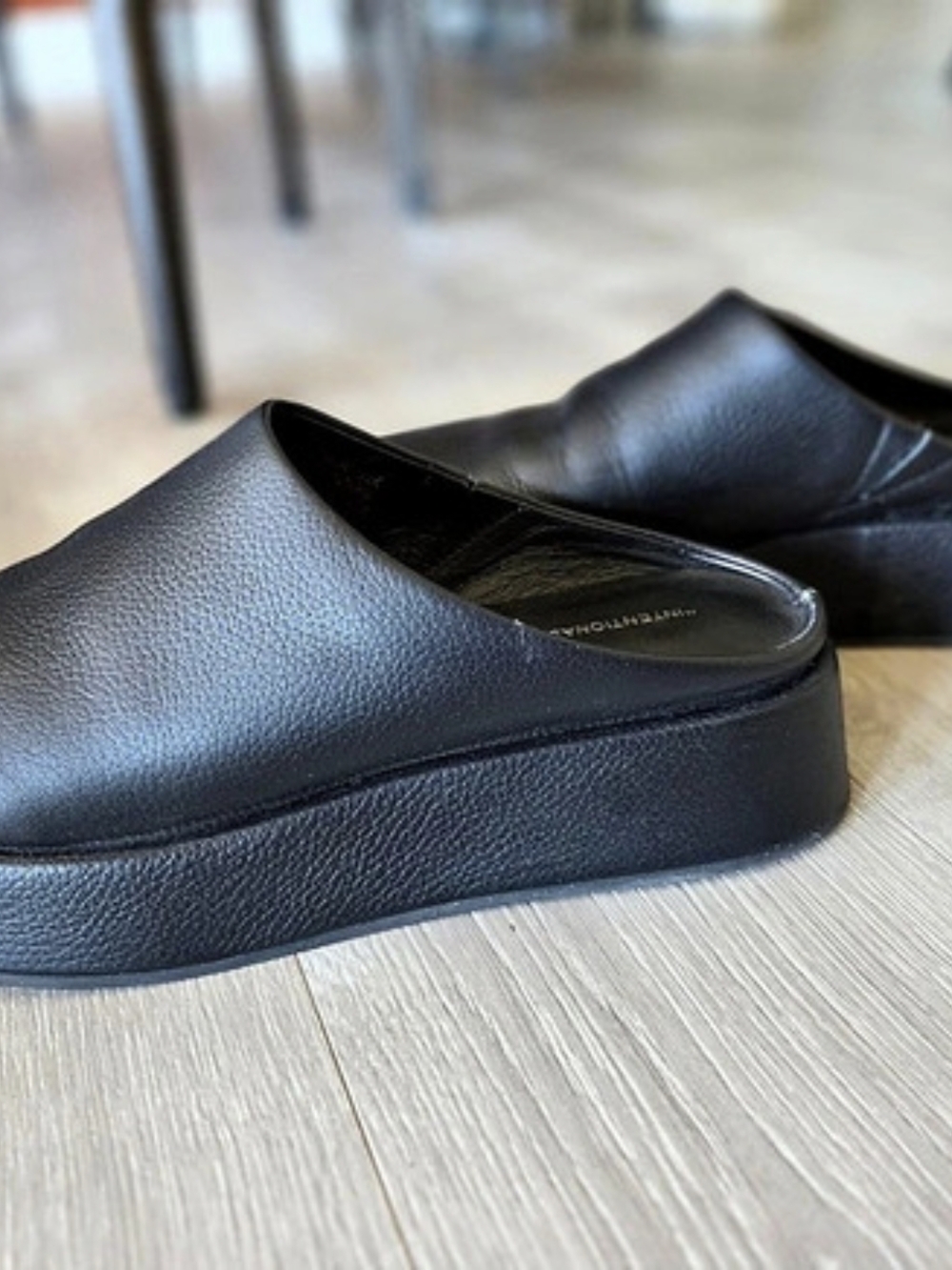 Intentionally Blank RISEN Platform Leather Mules in Black